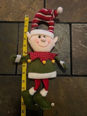 Festive Elf Plush Doorknob Decoration - EUC, 12” long